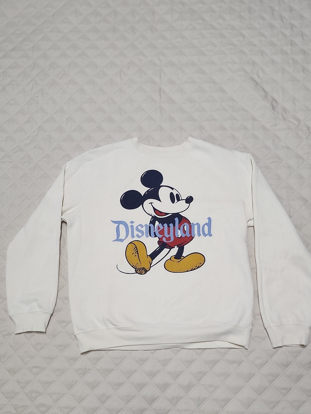 Disney Cream Crewneck with Vintage Mickey and Disneyland Script